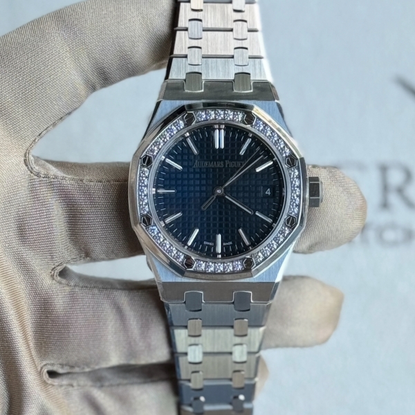 Audemars Piguet Royal Oak Blue Dial Diamond Bezel